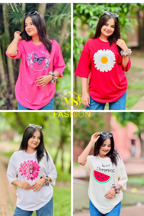 Ladies Drop Shoulder T-shirt Combo (4pcs)