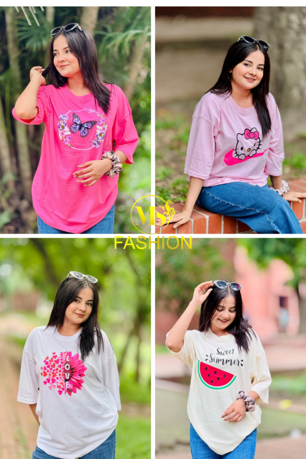Ladies Drop Shoulder T-shirt Combo (4pcs)