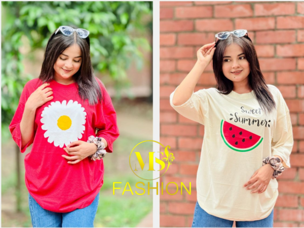 Ladies Drop Shoulder T-shirt Combo (2pcs)