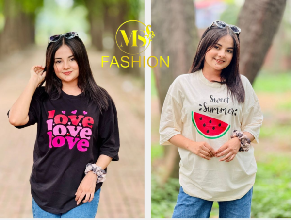 Ladies Drop Shoulder T-shirt Combo (2pcs)
